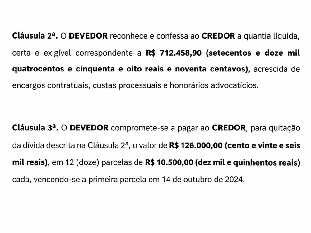 Trecho de acordo com os dados do cliente tarjados